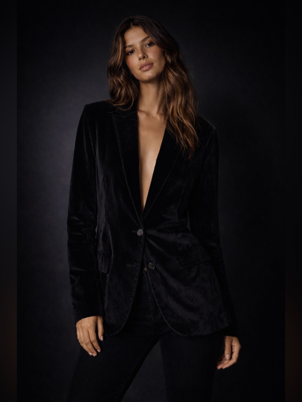 Open Edit Velvet Blazer Structured Luxe